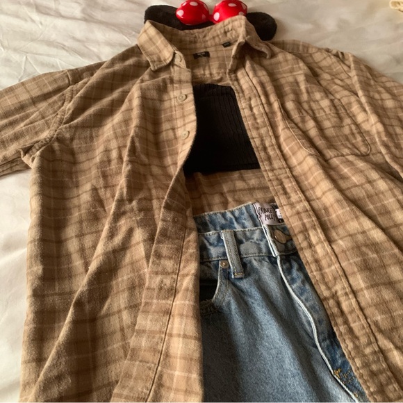 Brown plaid unisex uniqlo shirt - Picture 2 of 4